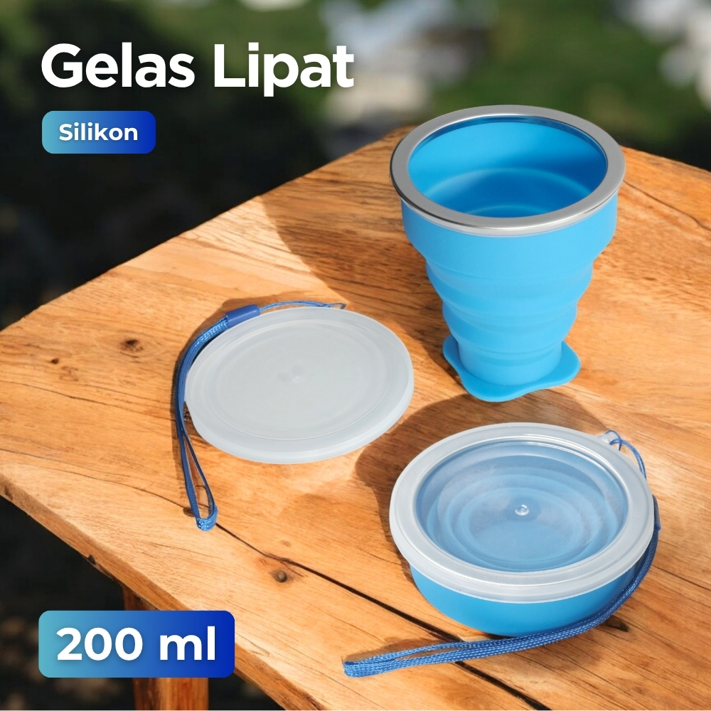 Gelas Lipat Silikon Foldable Cup with Strap 200ml - GYBL559