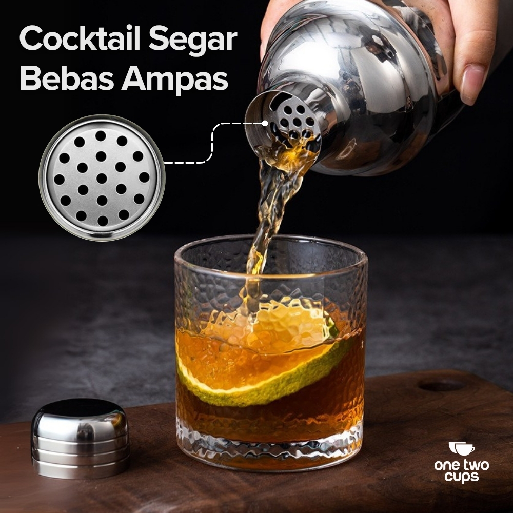 One Two Cups 6in1 Bartender Cocktail Shaker Jigger Bar Spoon 750ml - BA016