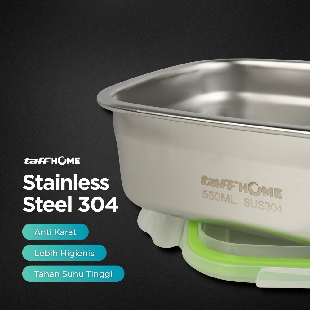 TaffHOME Kotak Makan Anti Tumpah Reguler Lunch Box Stainless Steel 304 - Slyz52