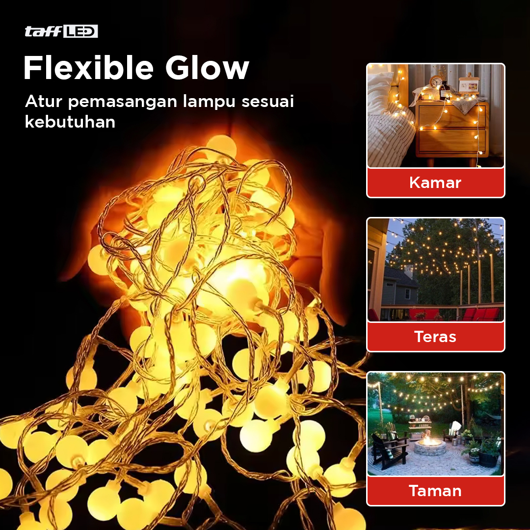TaffLED Lampu Hias Gantung String Lights Model Bohlam Mini Waterproof - ZYD0931