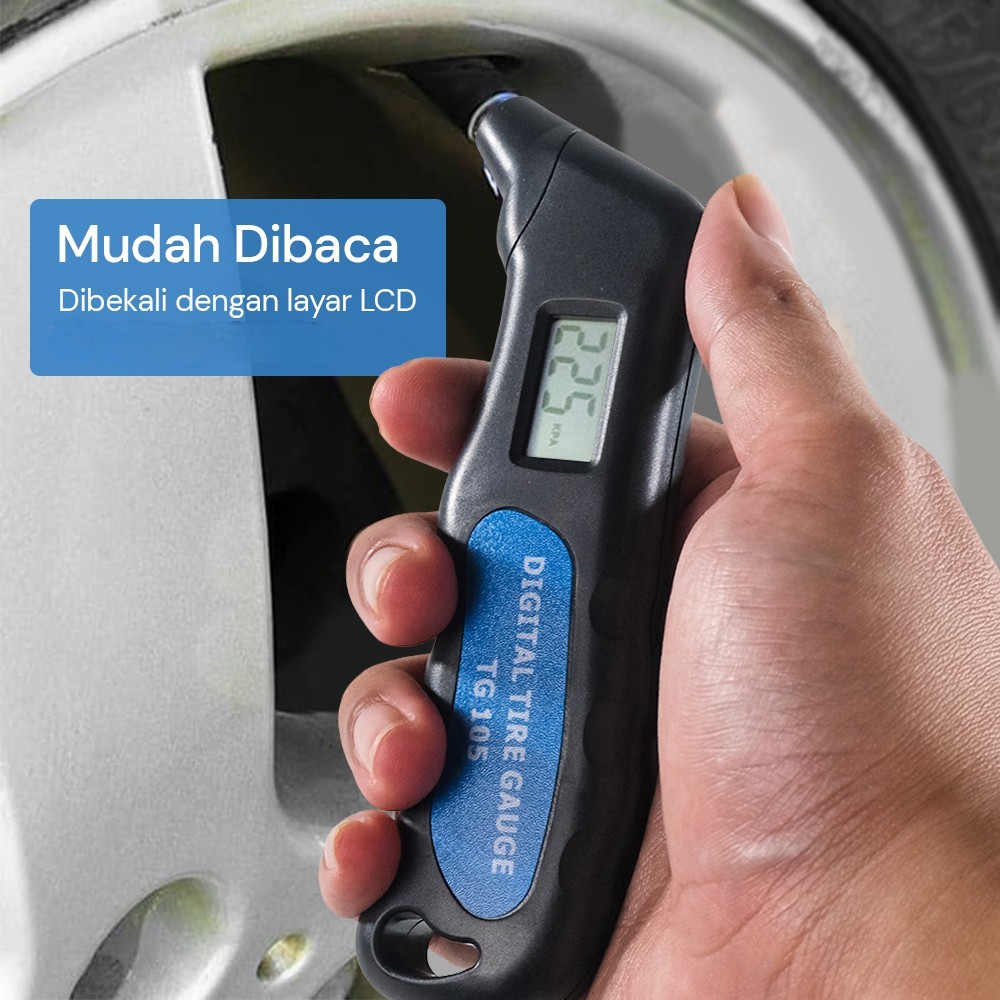 TEHAOGJ Pengukur Tekanan Angin Ban Mobil Digital Tire Pressure Gauge - TG105