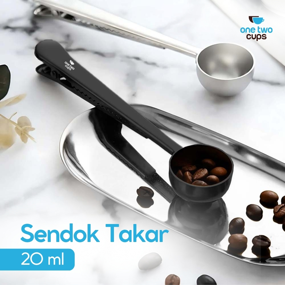 One Two Cups Sendok Takar Kopi Teh Measuring Spoon with Clip - G166