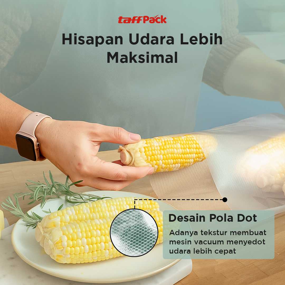 TaffPACK Plastik Vacuum Makanan Sealer Bag Biodegradable 100 PCS - PK-08 - Gambar 3