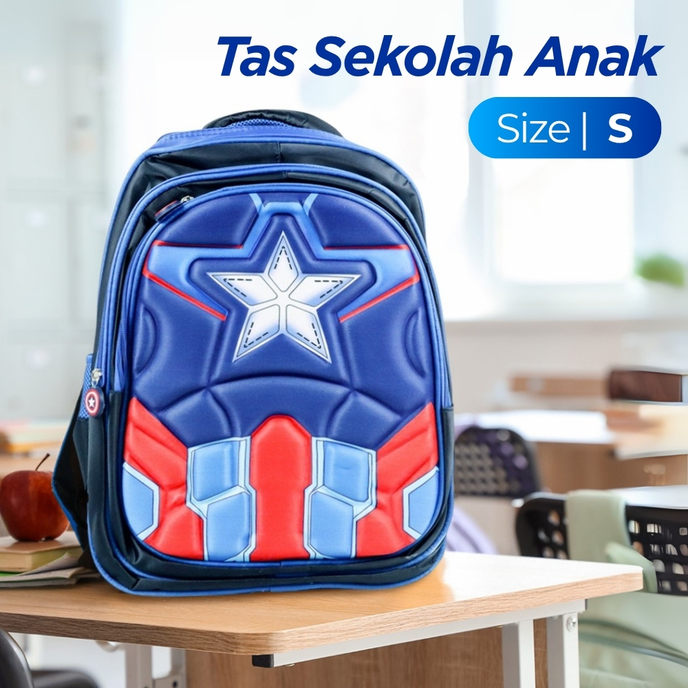JINMA HONGJIA Tas Sekolah Anak Karakter Kartun Captain America - KKH001