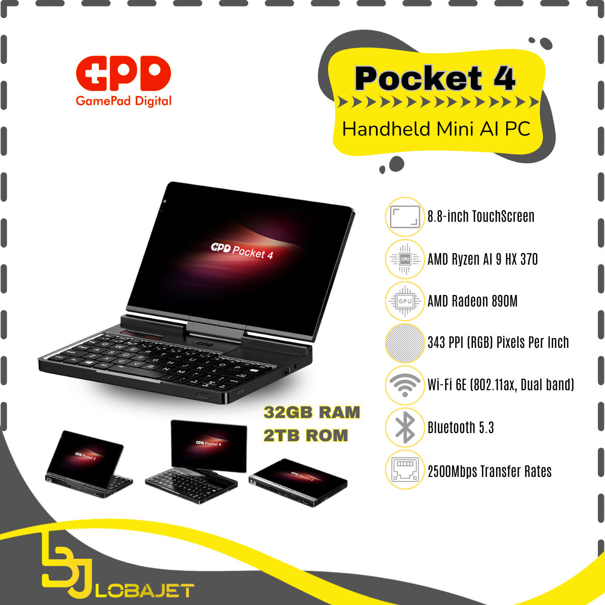Jual GPD Pocket 4 - 8.8-inch Mini AI PC - Ryzen AI 9 HX370 32GB Jual GPD Pocket 4 - 8.8-inch Mini AI PC - Ryzen AI 9 HX370 32GB