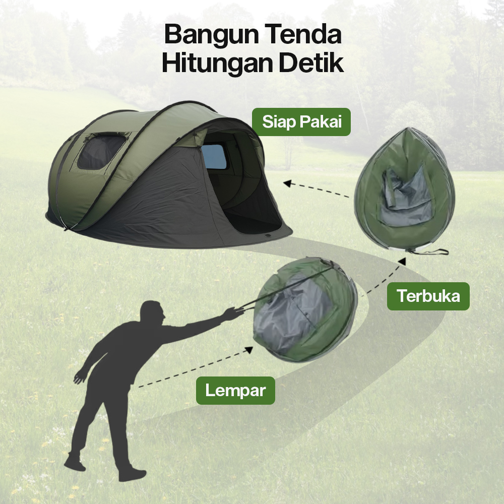 KingRunning Tenda Camping Otomatis Windproof Waterproof - S-T414