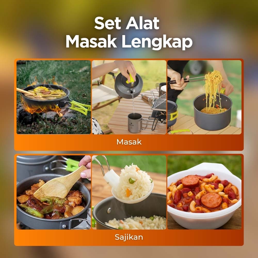 AstaGear Alat Masak Outdoor Camping Nesting Cooking Aluminium 7 in 1 - DS-308