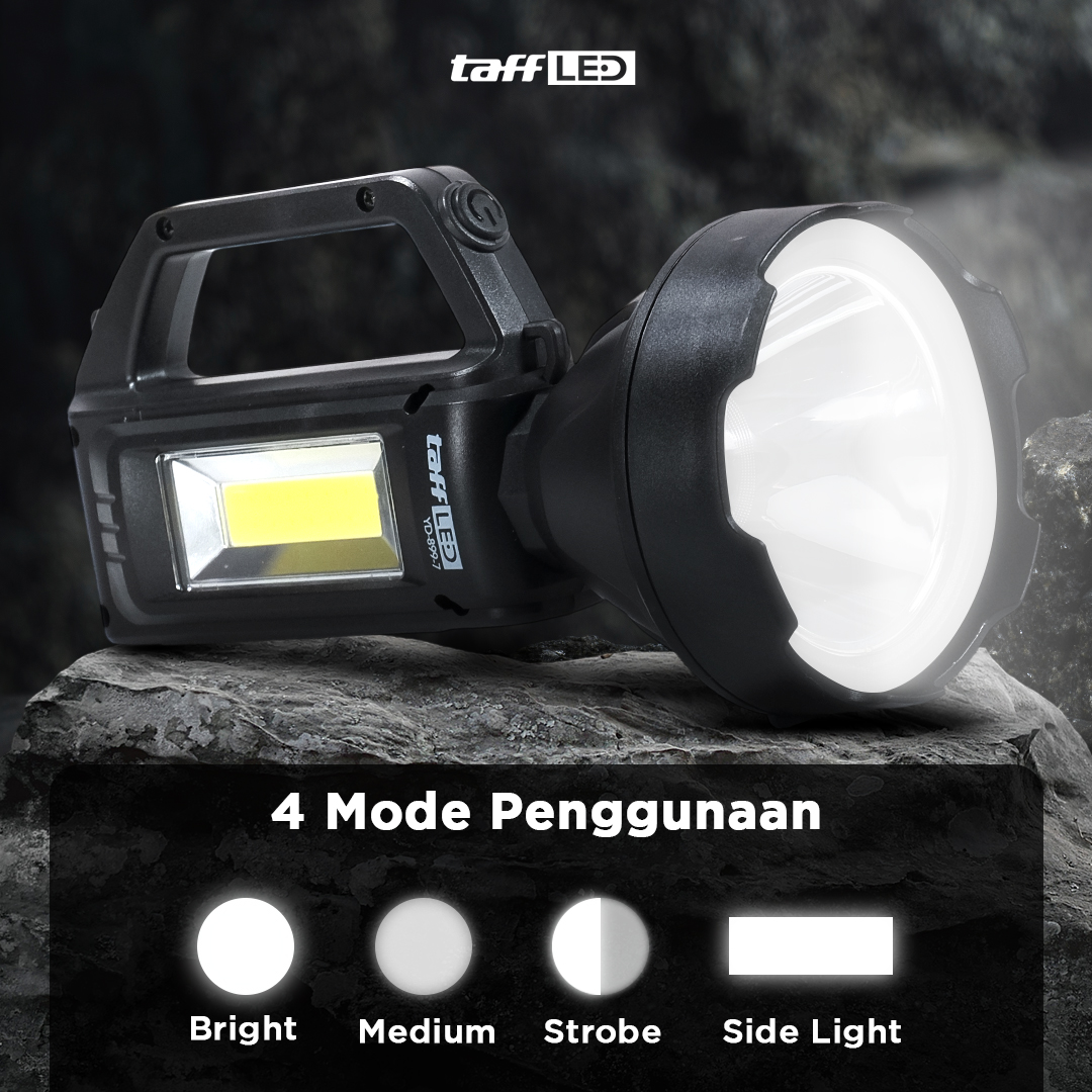 TaffLED Senter Portable Rechargeable LED dan COB 1200mAh - YD-899-7