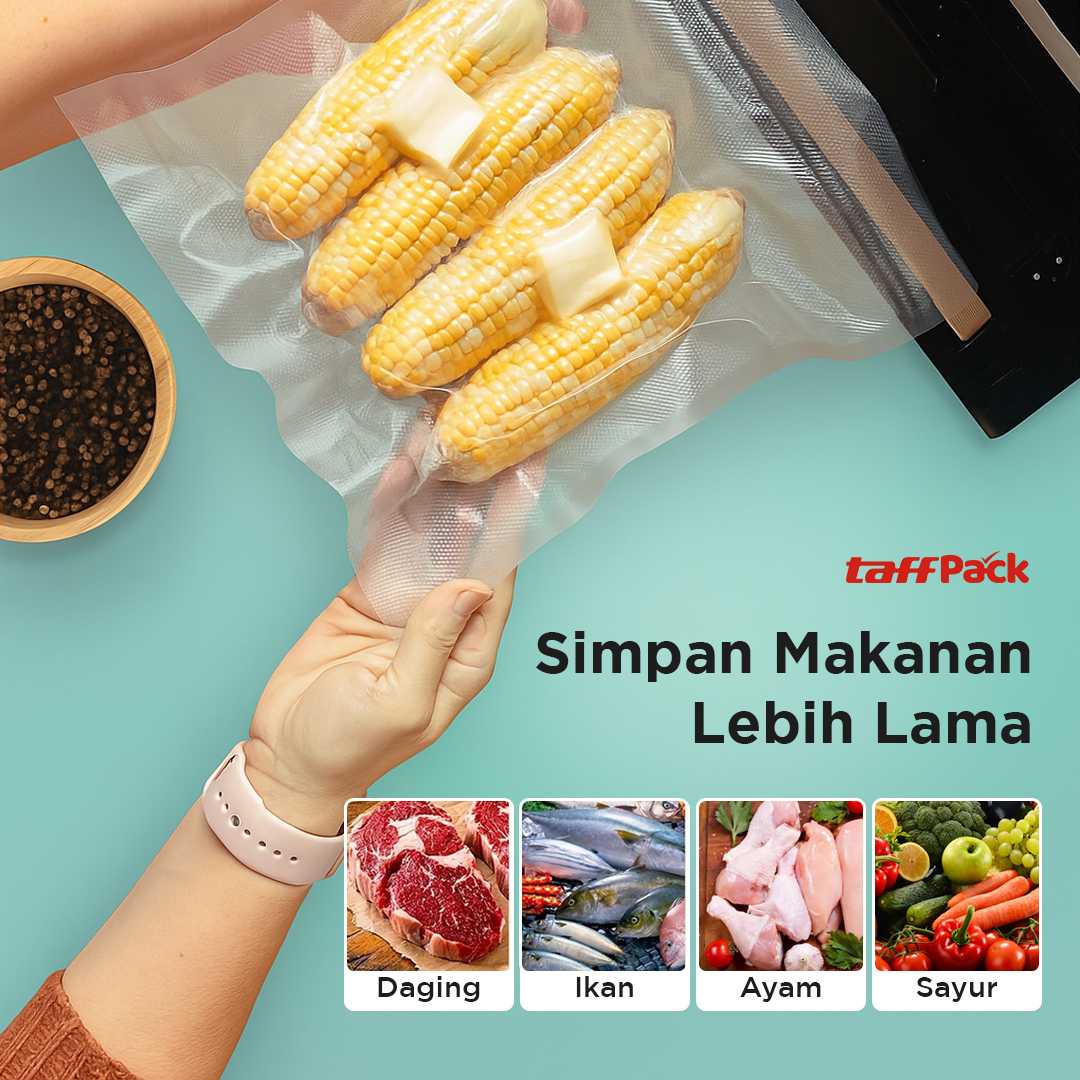 TaffPACK Plastik Vacuum Makanan Sealer Bag Biodegradable 100 PCS - PK-08 - Gambar 2