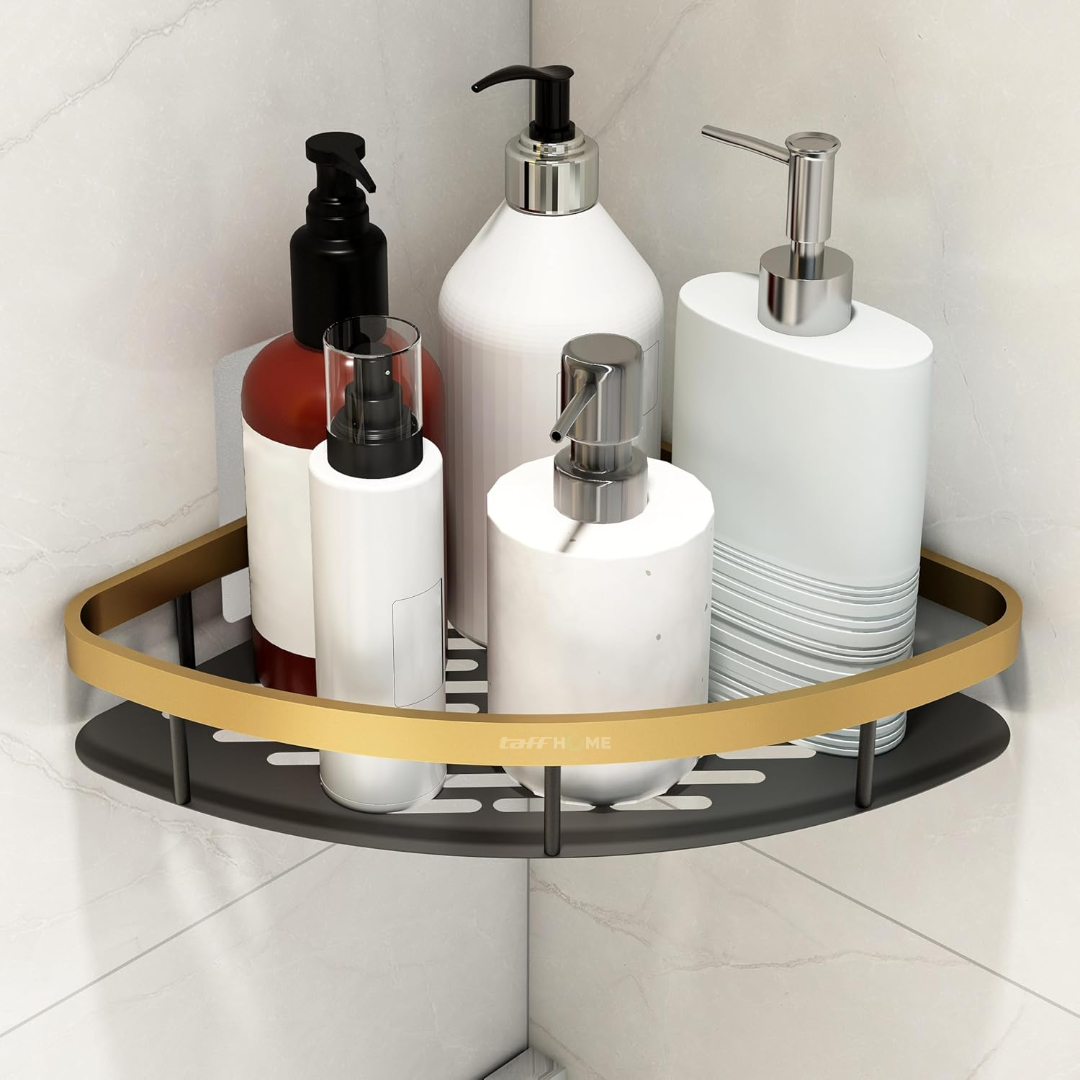 TaffHOME Rak Kamar Mandi Aluminium Triangular Bathroom Corner Shelf - RG2A