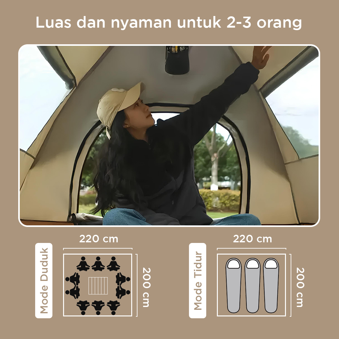 XTZ Tenda Camping Lipat Otomatis Anti UV Waterproof 2-3 Orang - X232