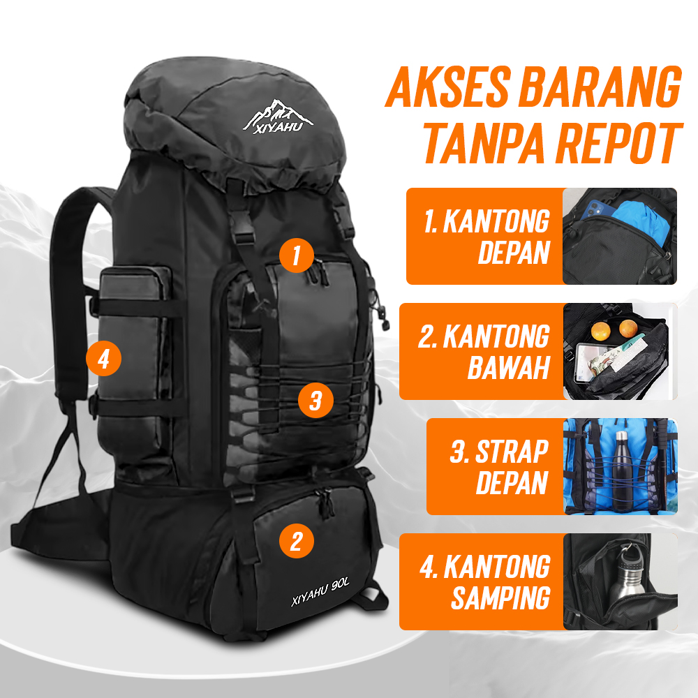 XIYAHU Tas Gunung Carrier Bag Travel Backpack Waterproof 90L - SIG3D