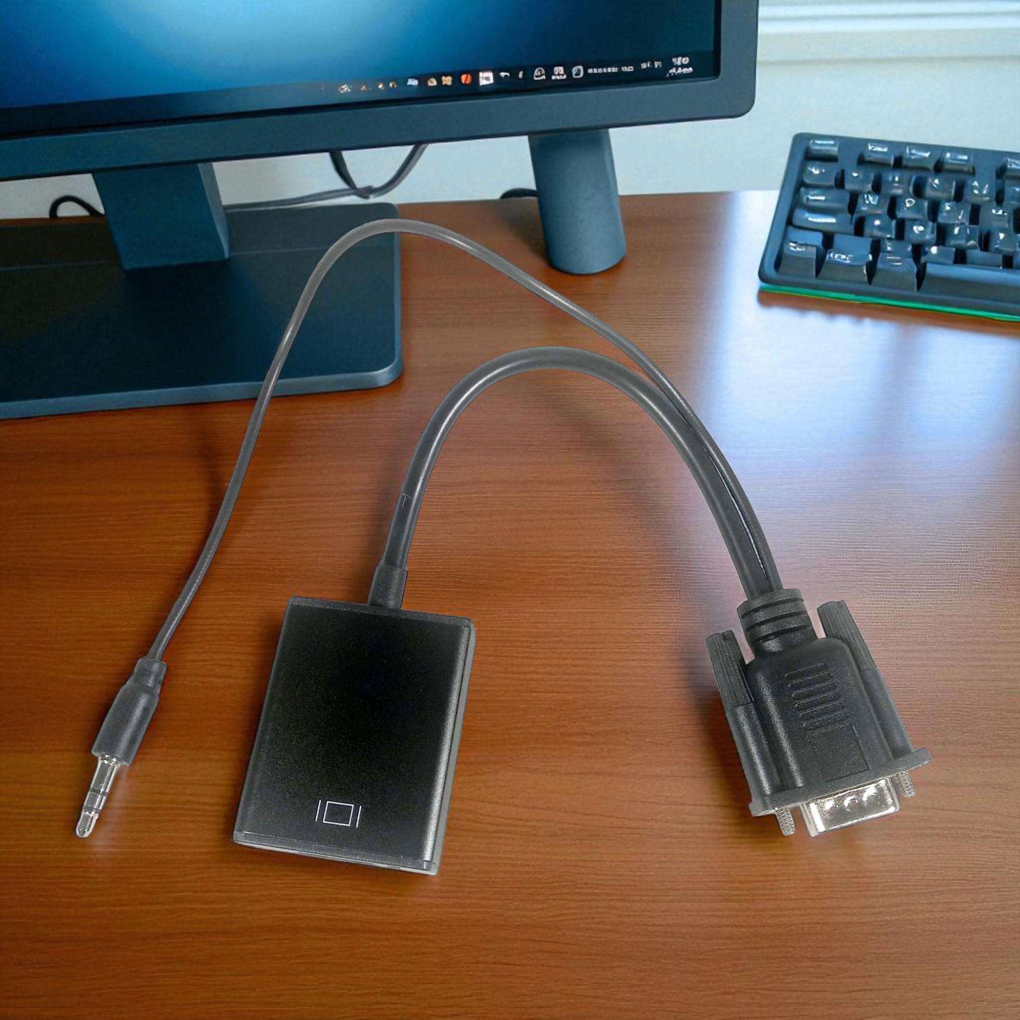 Kabel Adapter Converter VGA Male ke HDMI 1080P dengan Audio