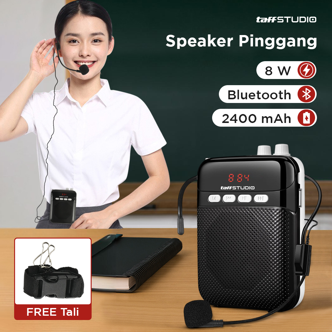 TaffSTUDIO Speaker Pinggang Microphone Bluetooth LED Amplifier Wired - S26
