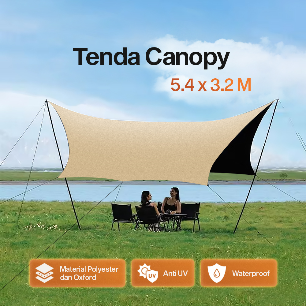 Joly Well Tenda Camping Kanopi Flysheet Octagon Rain Proof 5.4x3.2M - S-T138