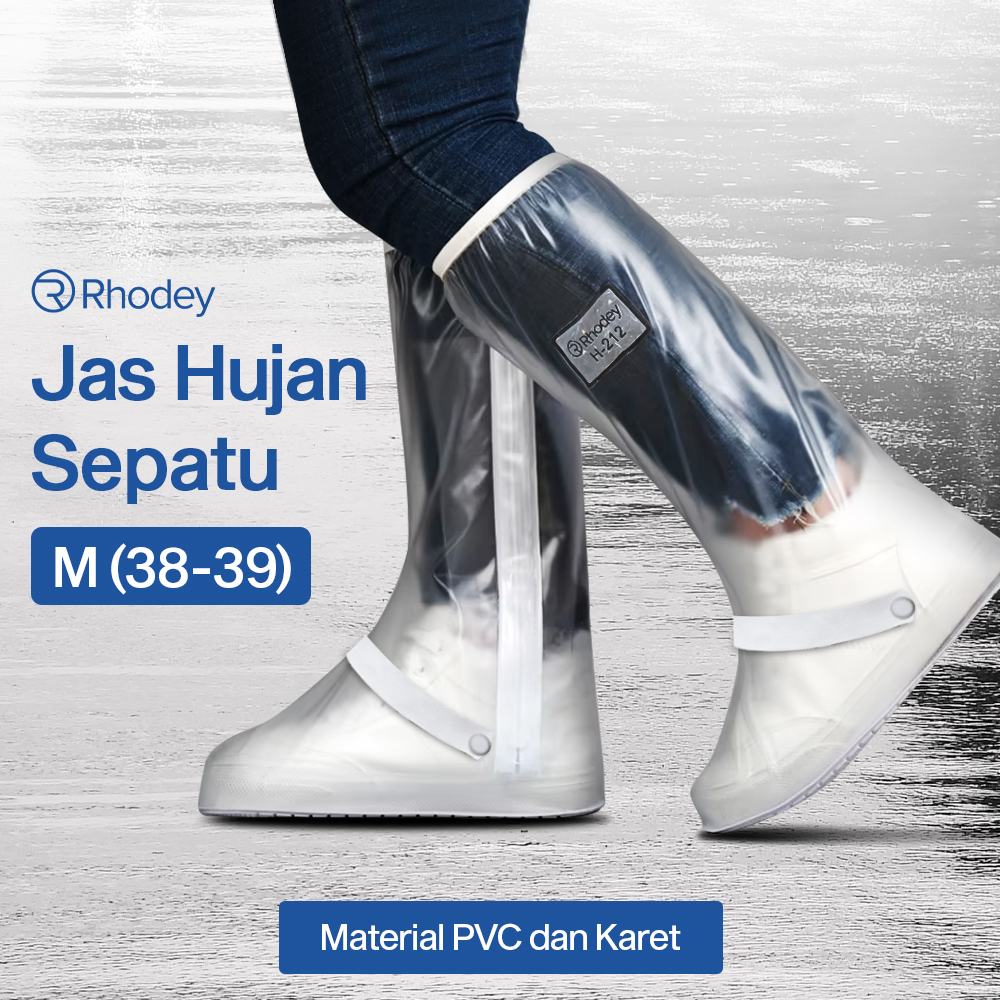 Rhodey Jas Hujan Sepatu Anti Air Rain Shoe Cover PVC Zipper Reflector - H-212