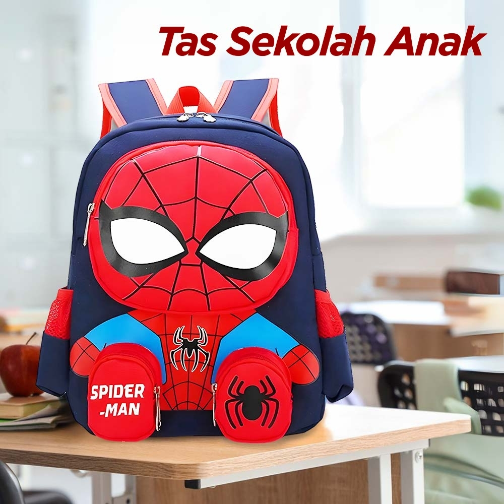 Zihui Tas Ransel Anak Sekolah Backpack Karakter Superhero SpiderMan 3D - 6388