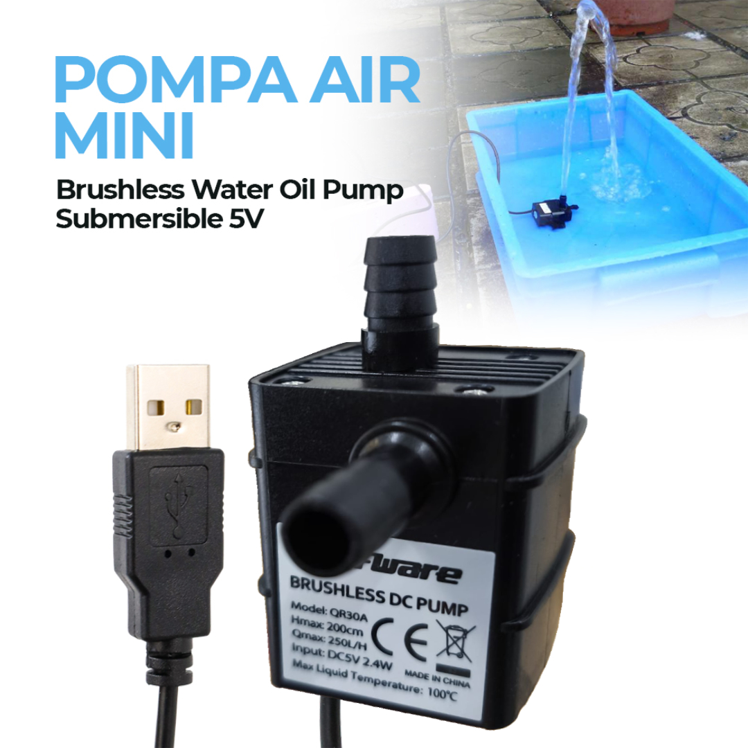 Taffware Pompa Air Mini USB Brushless Water Oil Pump Submersible 5V - QR30A