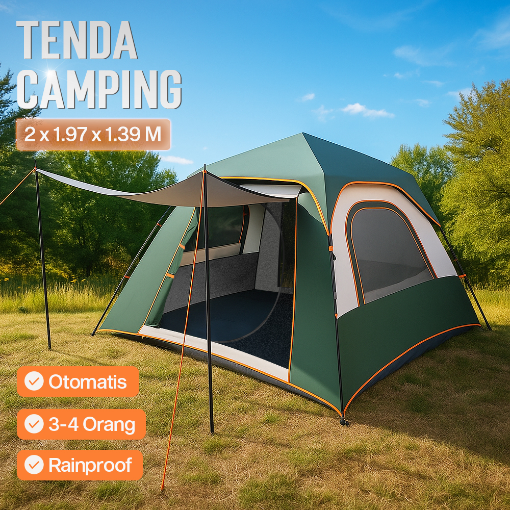 YTZP Tenda Camping Lipat Otomatis Quick Open Rain Proof 3-4 Person - TH-34