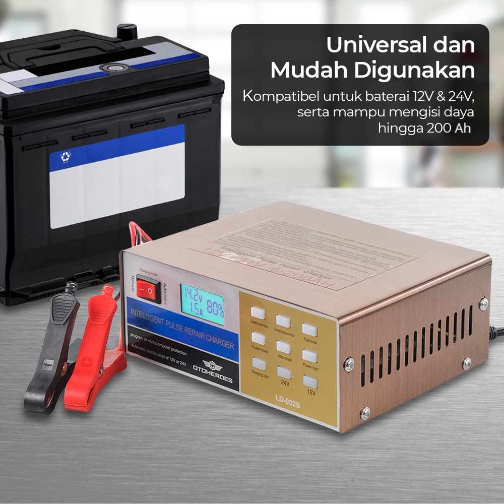 OTOHEROES Charger Aki Mobil Motor Intelligent Battery Charger 12V/24V - LD-002S