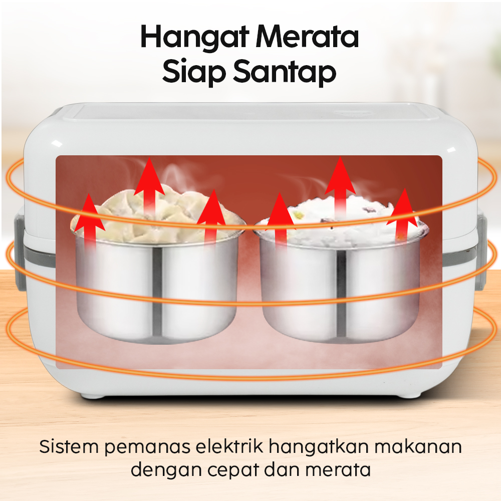 ANYTRP Kotak Makan Pemanas Elektrik Single Layer Lunch Box 2 Bowl 1.2L - DFH-C01