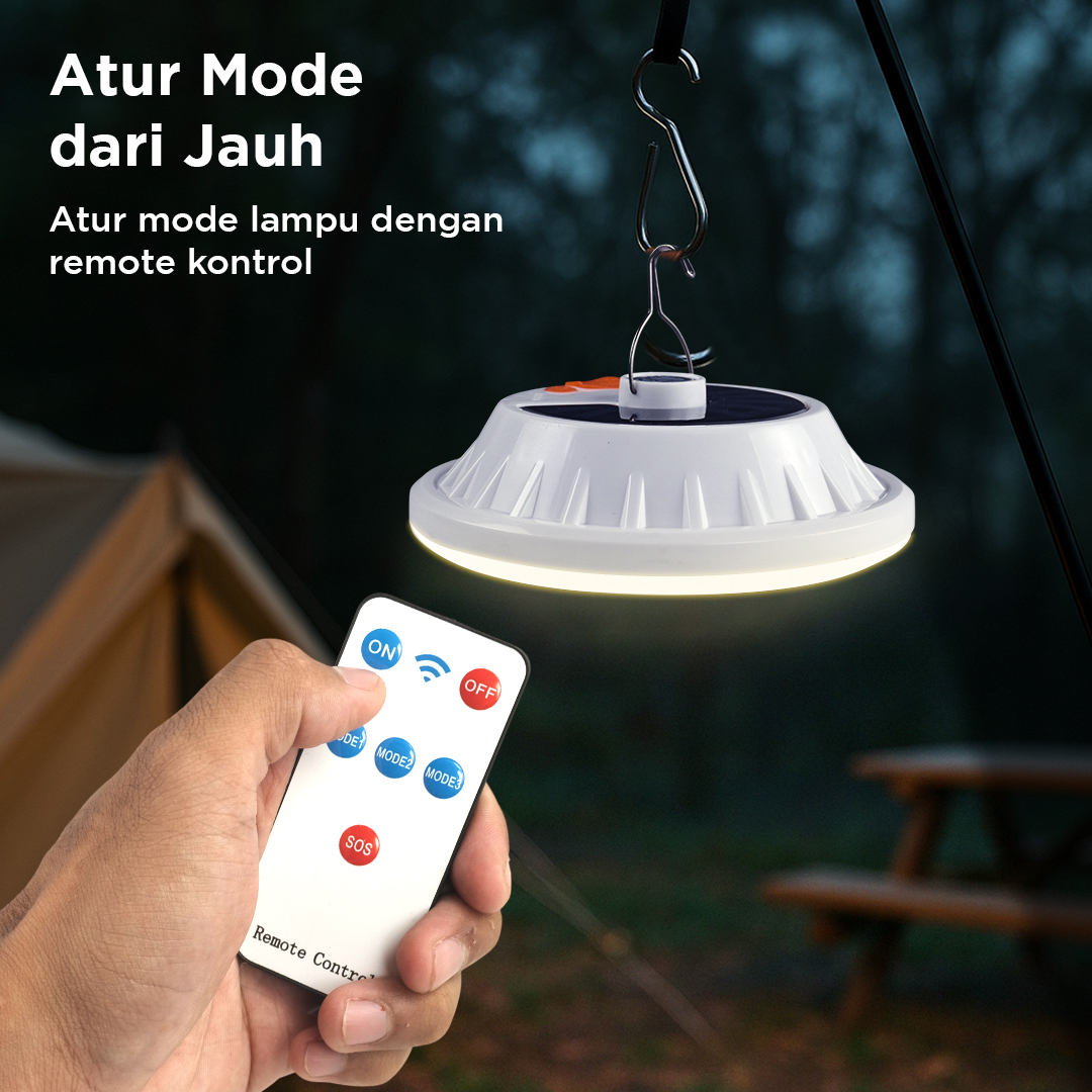 Pocketman Lampu LED Camping Waterproof Solar Emergency Cool White - HS-V62