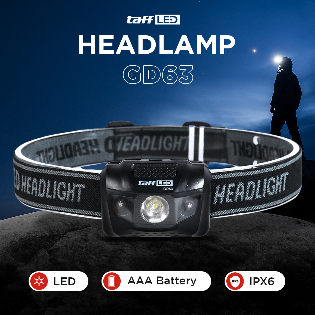 TaffLED Headlamp LED Multifunction Outdoor Lighting 3W - GD63