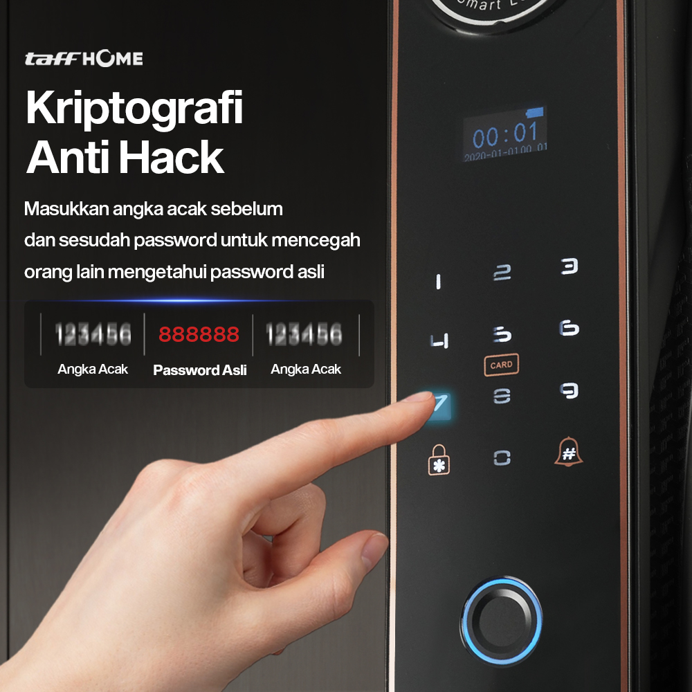 TaffHOME Smart Door Lock Fingerprint 3D Face Recognition Card Xhome - X5