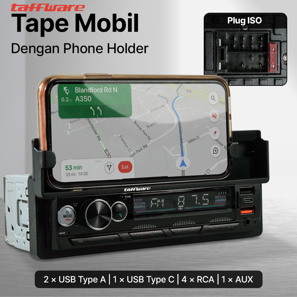 Occkic Tape Mobil Audio MP3 Player Bluetooth USB ISO with Phone Holder - HL81