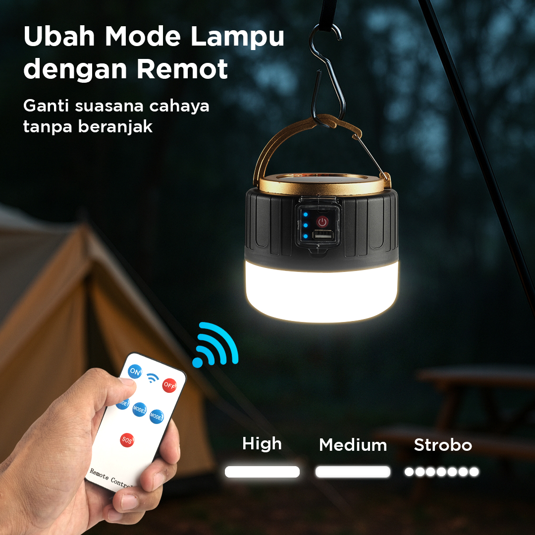 Yifanao Lampu LED Camping Light Solar Panel Waterproof Cool White 280W - G13