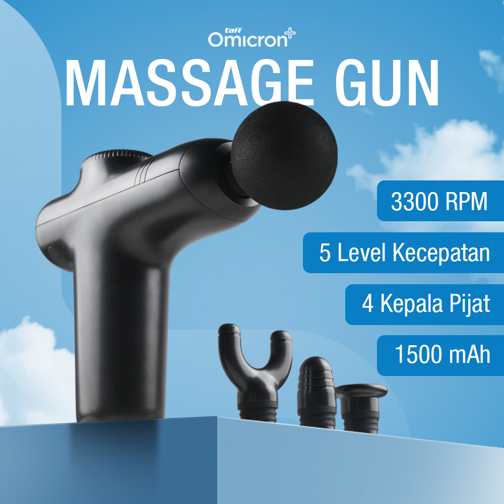 TaffOmicron Alat Pijat Elektrik Pundak Punggung Massage Gun 4 Head - JM05S