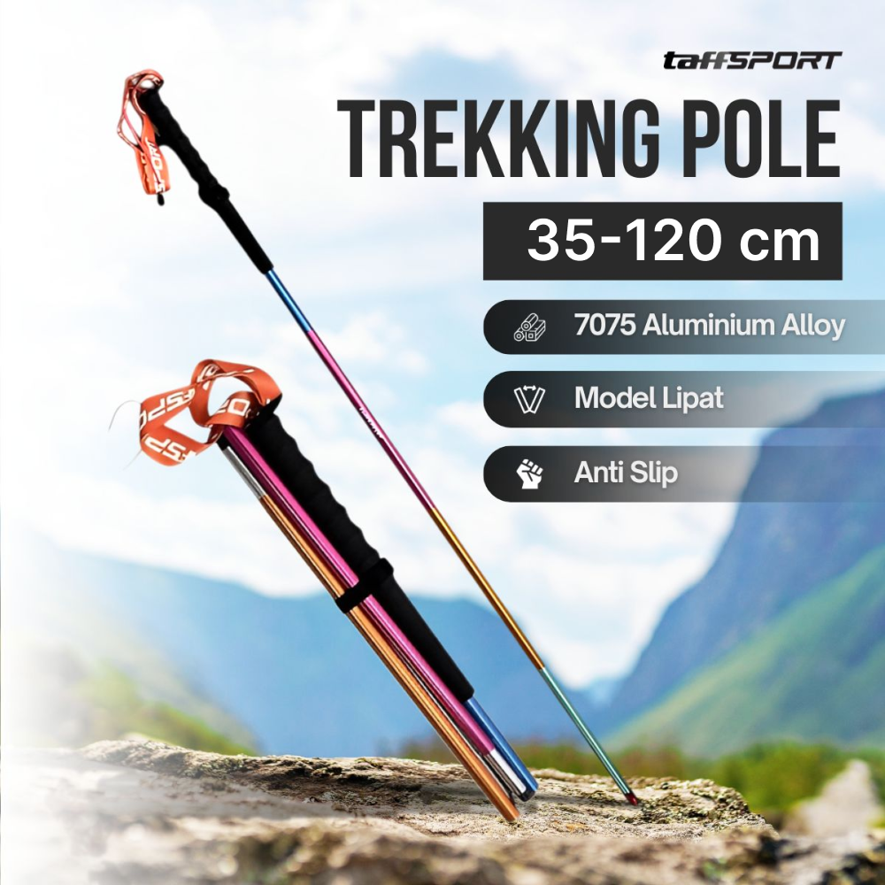 TaffSPORT Tongkat Hiking Lipat Trekking Pole Aluminium 120cm - 7075