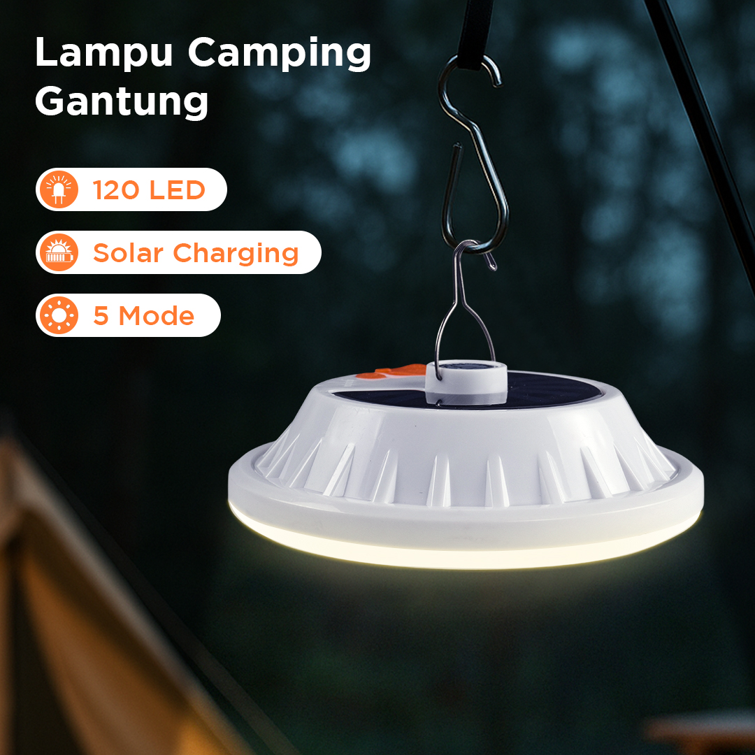 Pocketman Lampu LED Camping Waterproof Solar Emergency Cool White - HS-V62