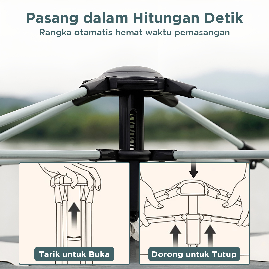 HOUKAI Tenda Camping Lipat Otomatis Quick Open Rain Proof 3-4 Person - YZTP