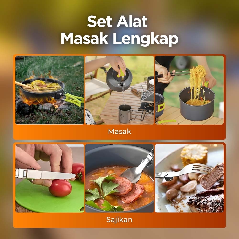 Yofeil Set Alat Masak Outdoor Camping Nesting Cooking Set Aluminium - DS-308