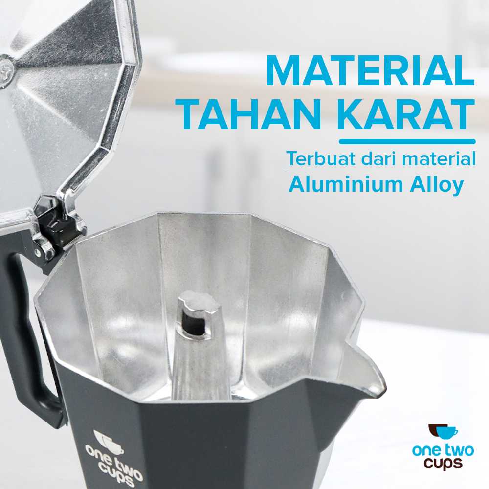 One Two Cups Moka Pot Teko Kopi Espresso Coffee Maker Stovetop - L10 - Gambar 3