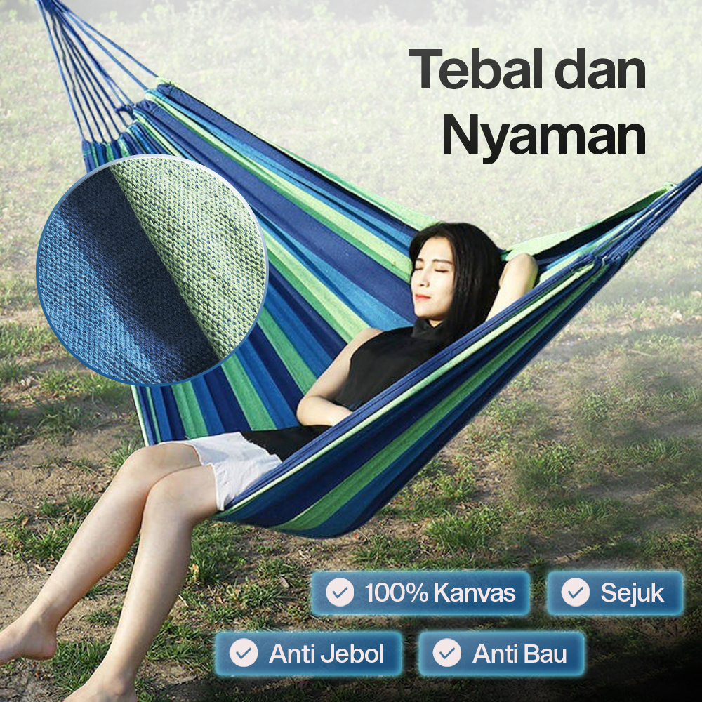 HOUSEEN Hammock Tempat Tidur Gantung Canvas Anti Rollover - JS427