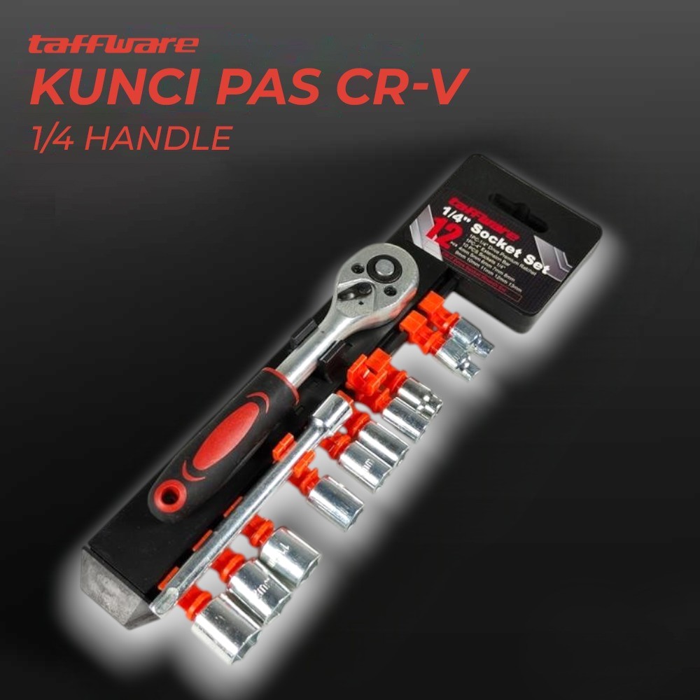 Taffware Set Kunci Shock Ratchet Wrench 1/4 Handle Drive CR-V 12 PCS