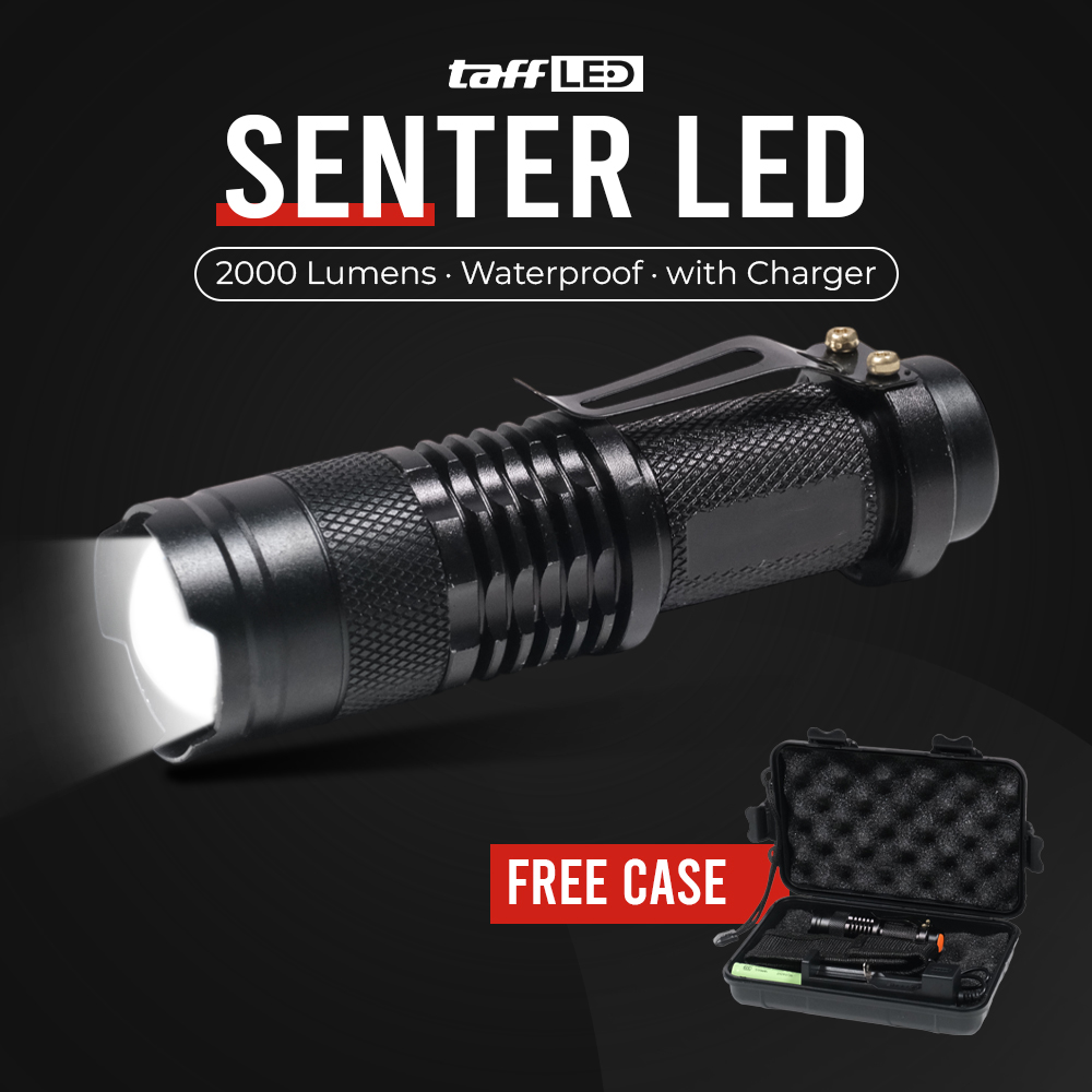 TaffLED Pocketman Senter LED 2000 Lumens Waterproof with Charger - P1