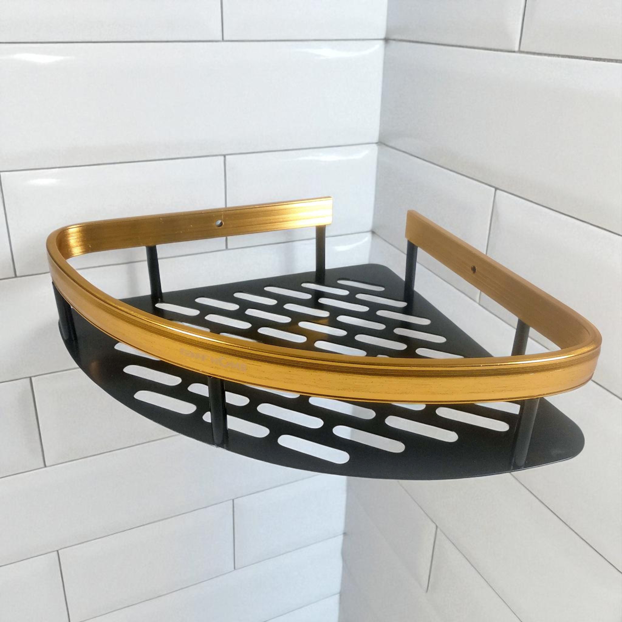TaffHOME Rak Kamar Mandi Aluminium Triangular Bathroom Corner Shelf - RG2A