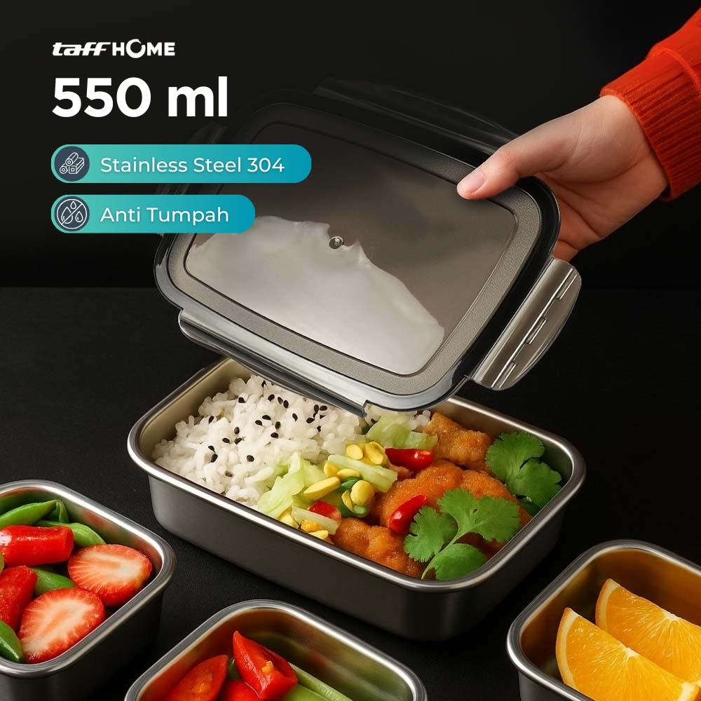 TaffHOME Kotak Makan Anti Tumpah Reguler Lunch Box Stainless Steel 304 - Slyz52