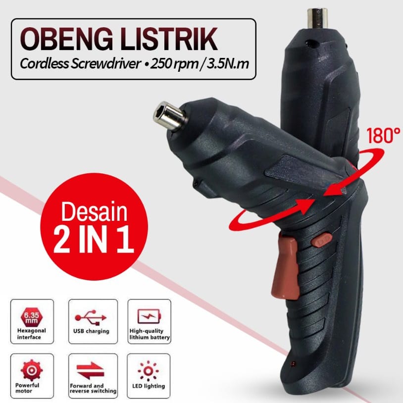 ZHCY Obeng Listrik Cordless Screwdriver 250RPM 1500mAh - Q029