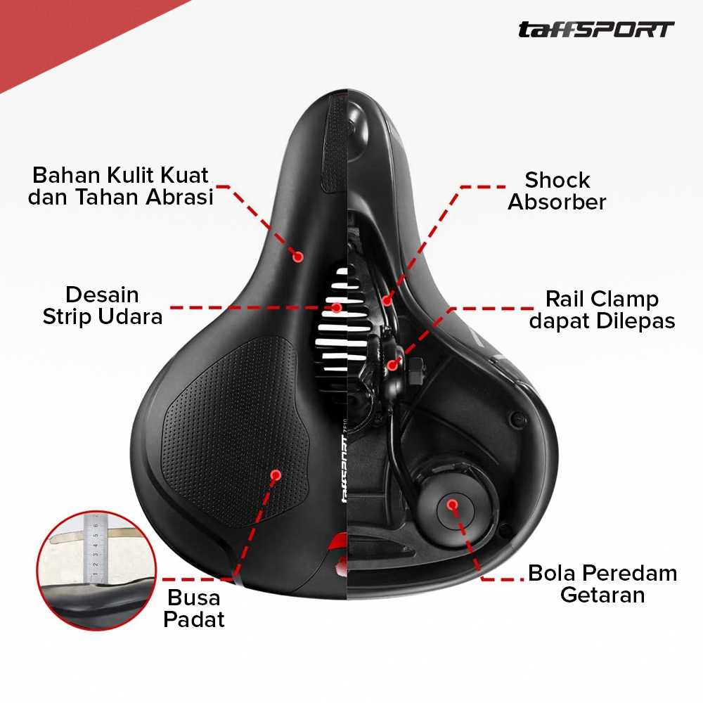 TaffSPORT Sadel Sepeda Bike Saddle Leather Model Shock Absorber Ball - ZF10 - Gambar 6