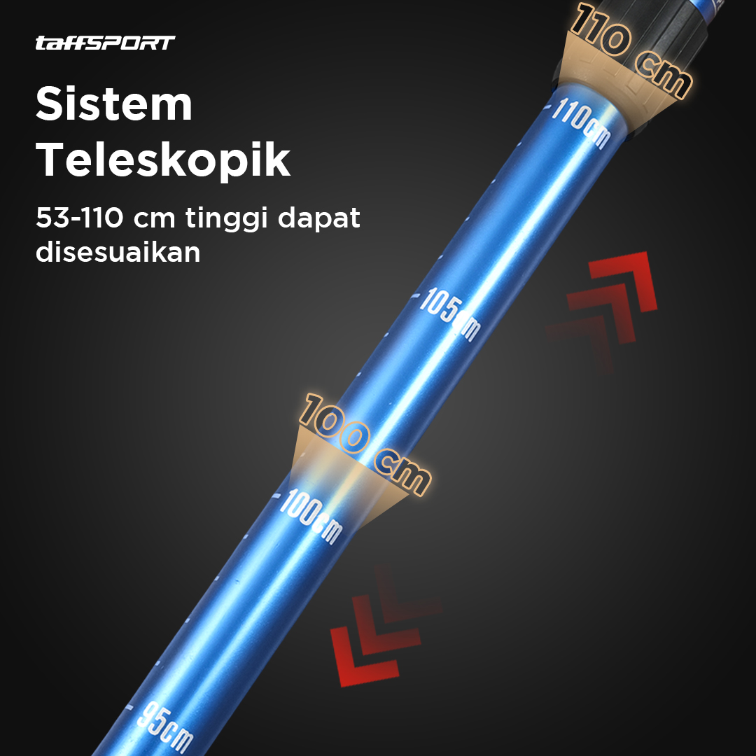 TaffSPORT Tongkat Hiking Trekking Pole Telescopic Aluminium 4 Section - X-110