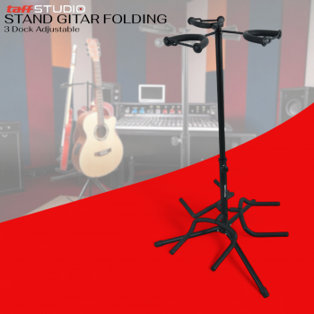 TaffSTUDIO Stand Gitar Folding 3 Dock Adjustable Besi - HG-20