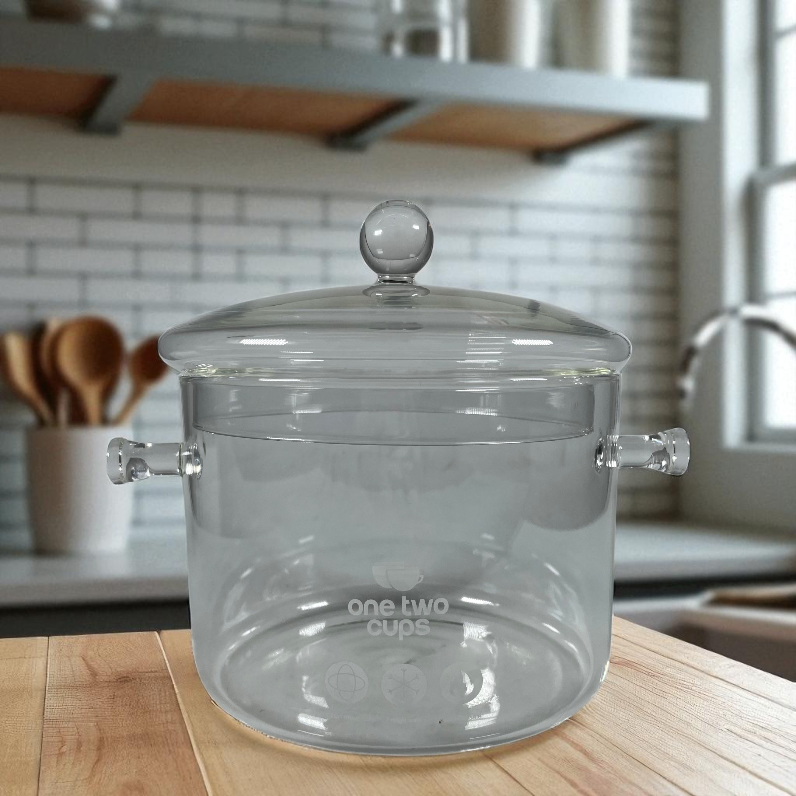 One Two Cups Panci Kaca Glass Cooking Pot Tahan Panas Api 16cm - YWJ-1265
