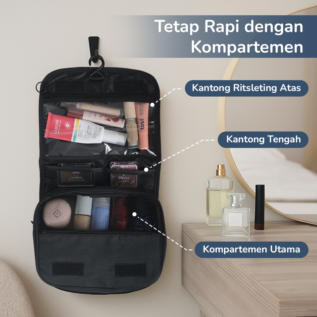 CHADESIEL Tas Travel Make Up Organizer Toiletry Bag with Hook - C150