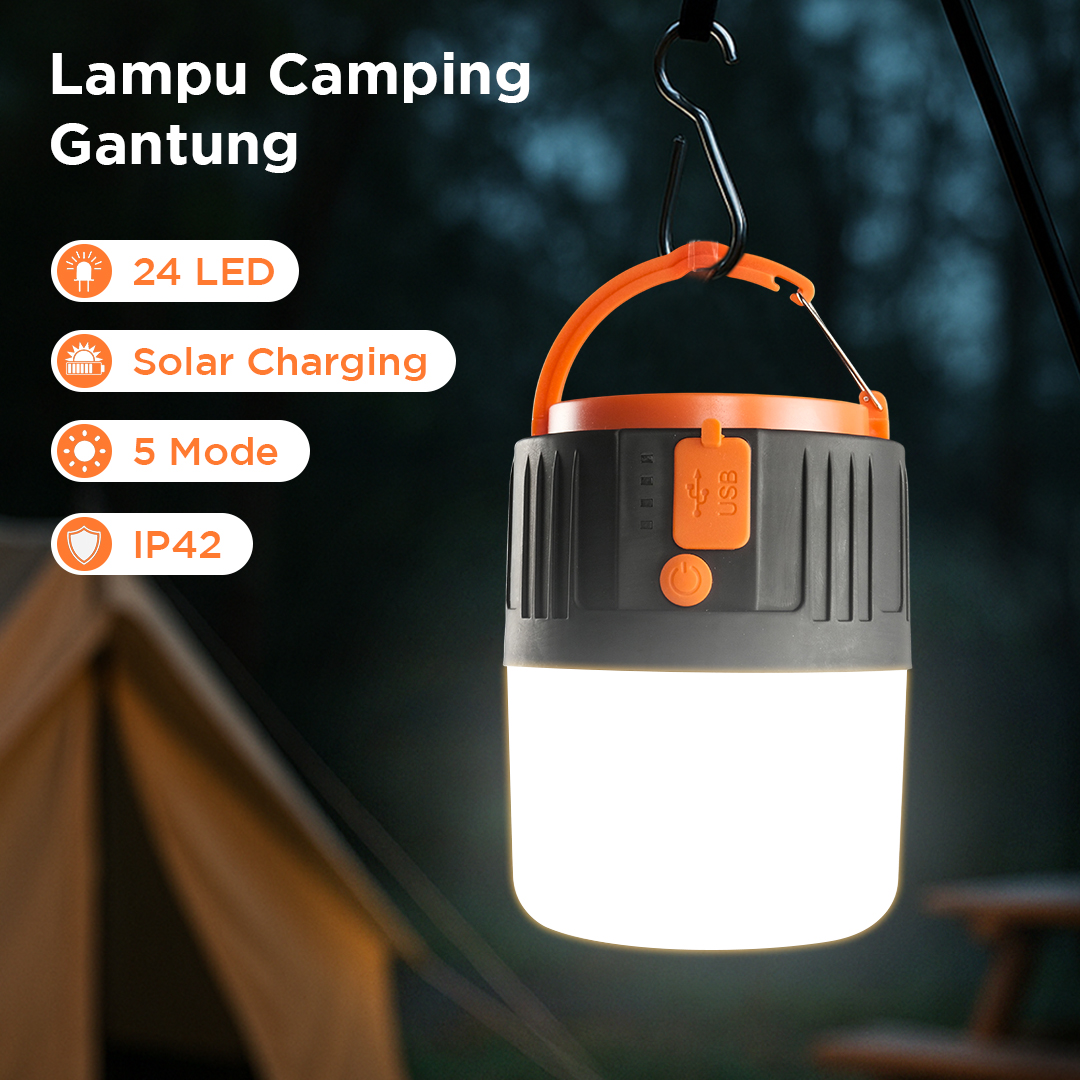 RDE Lampu LED Camping Tenda Solar Waterproof Cool White 4.5V 10W - HS-V65
