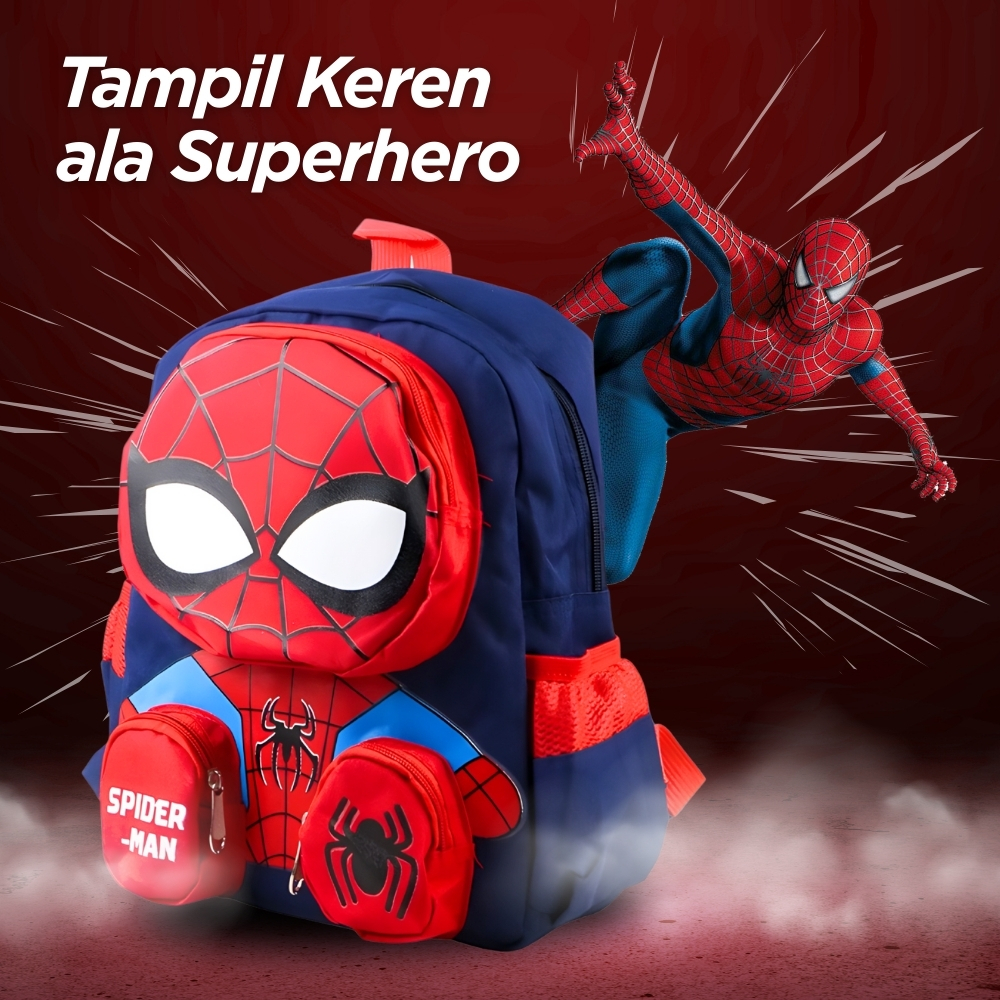 Zihui Tas Ransel Anak Sekolah Backpack Karakter Superhero SpiderMan 3D - 6388