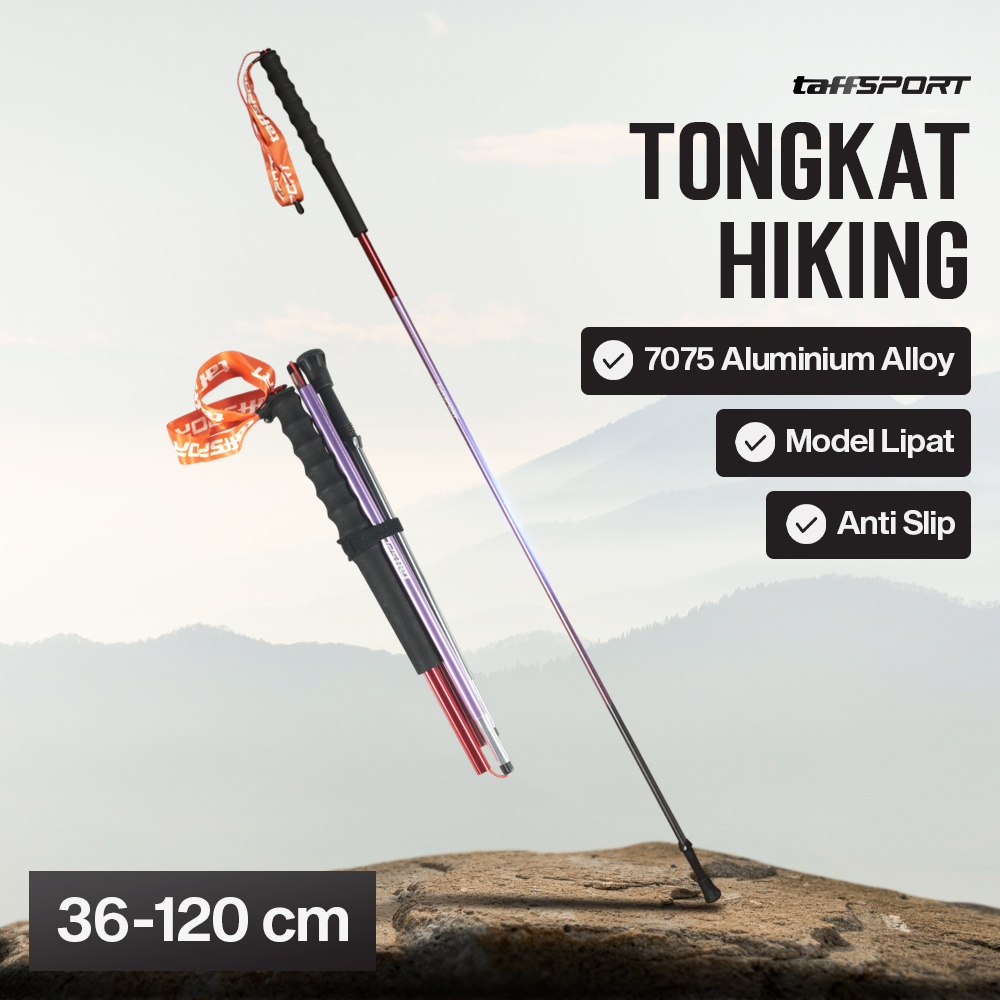 TaffSPORT Tongkat Hiking Lipat Trekking Pole Aluminium Alloy 120cm - Z1802